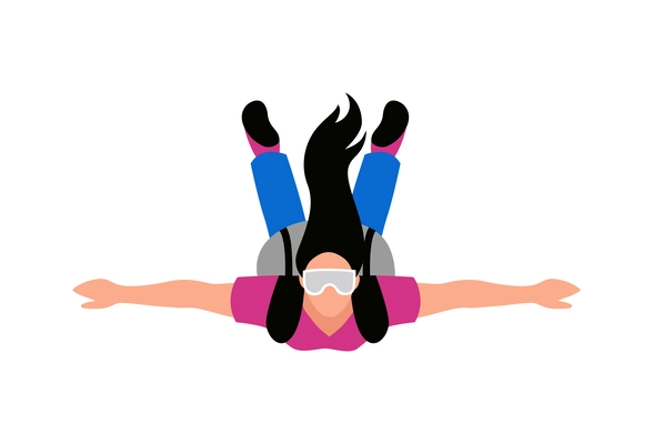 Female skydiver during skydiving jump flat icon vector illustration