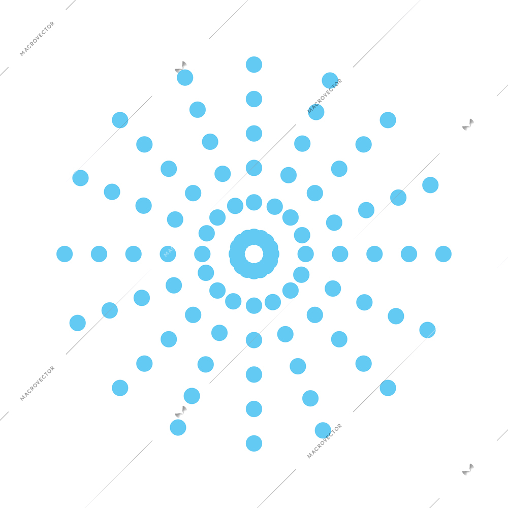 Memphis design abstract blue dotted sun decorative element flat vector illustration