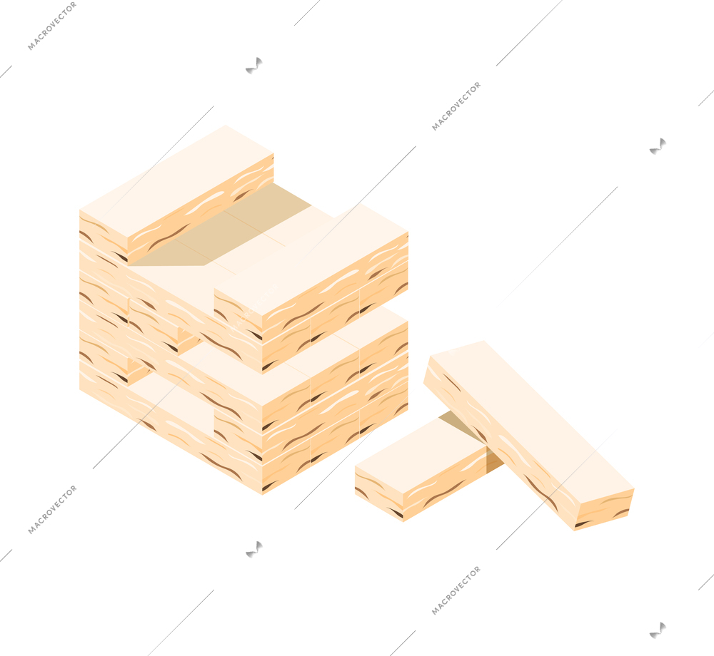 Wooden blocks game tower puzzle toy isometric icon vector Illustration