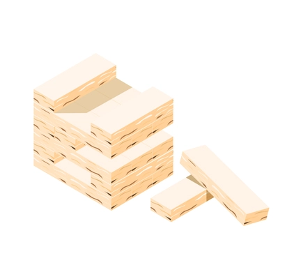 Wooden blocks game tower puzzle toy isometric icon vector Illustration