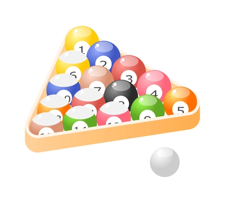 Billiards balls in triangle isometric icon 3d vector illustration