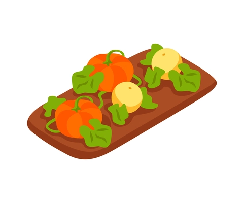 Pumpkins growing in vegetable bed isometric icon isolated 3d vector illustration