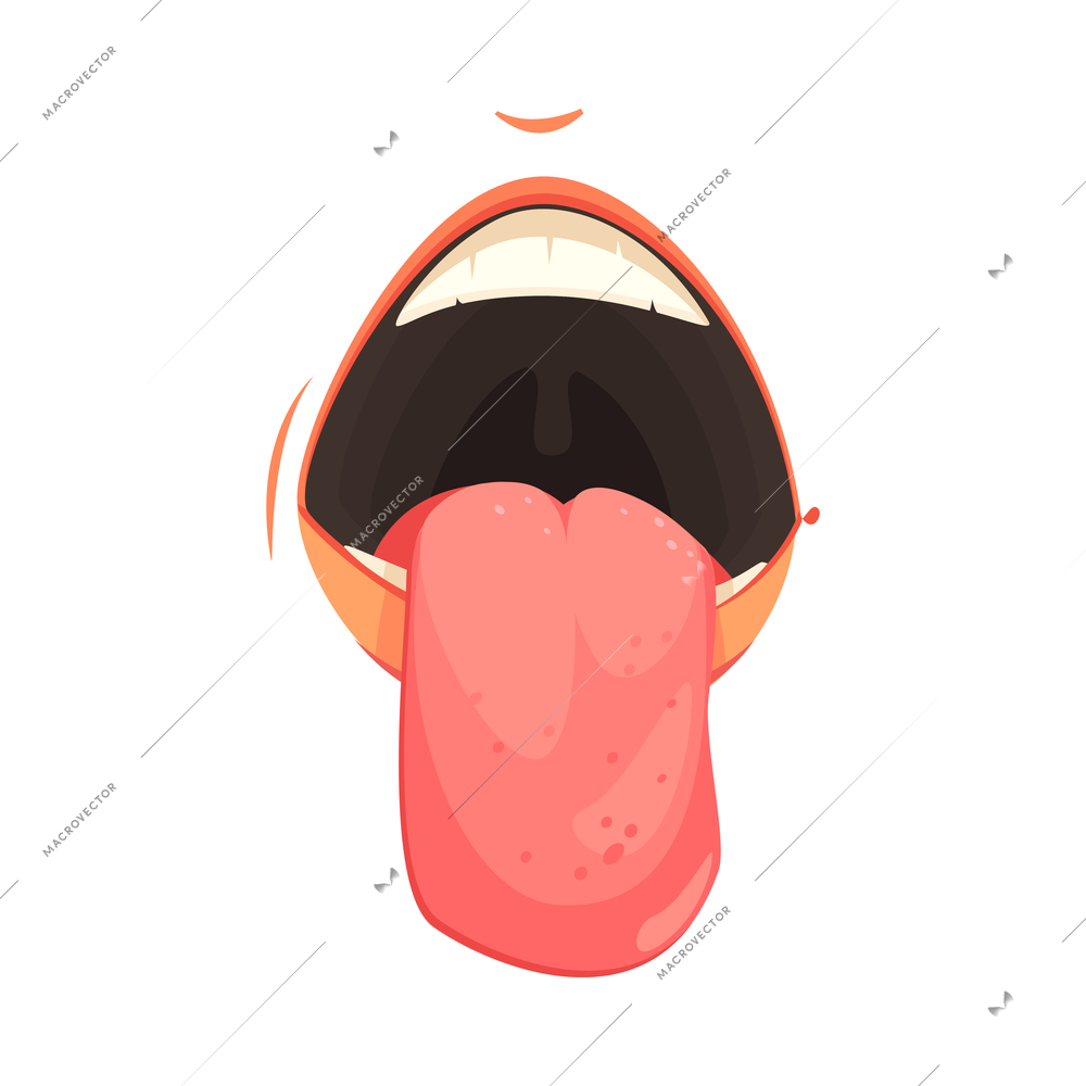 Cartoon male mouth with sticking out tongue vector illustration