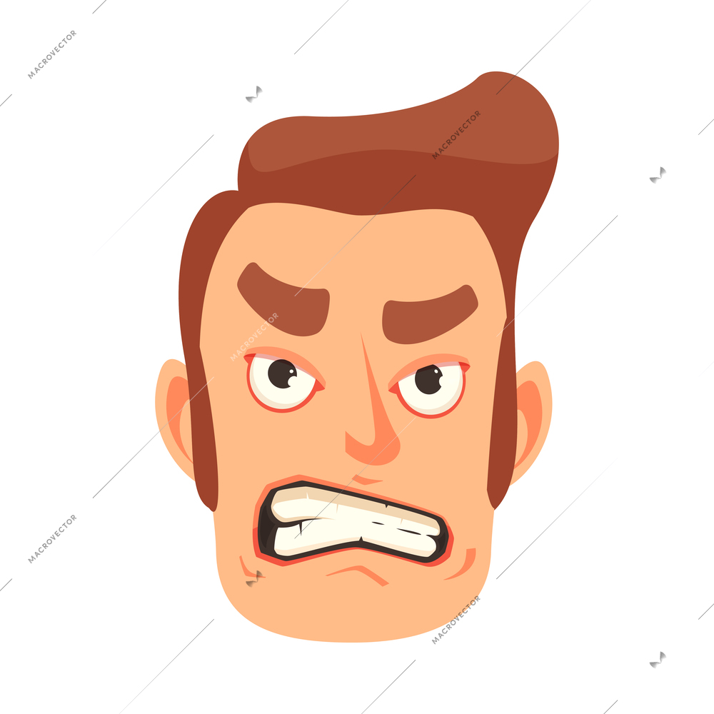 Angry cartoon male face icon vector illustration