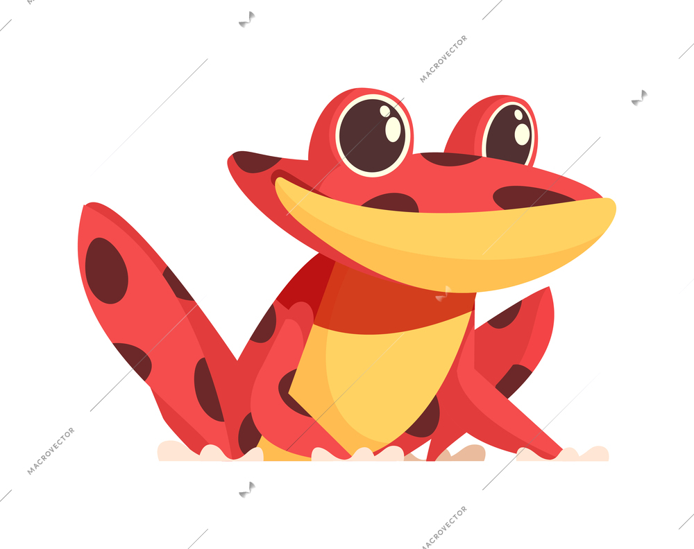 Cartoon cute exotic color frog vector illustration