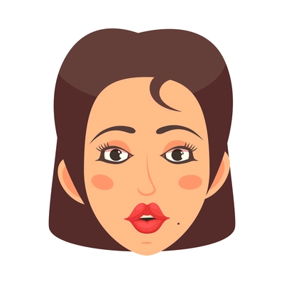 Cute woman surprised face cartoon icon vector illustration