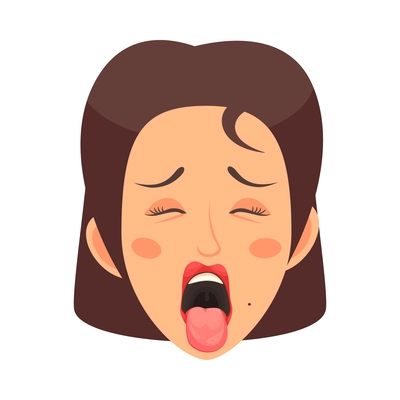 Cute woman face expressing disgust cartoon icon vector illustration