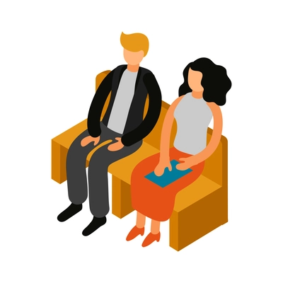 Job applicants waiting for interview isometric icon vector illustration