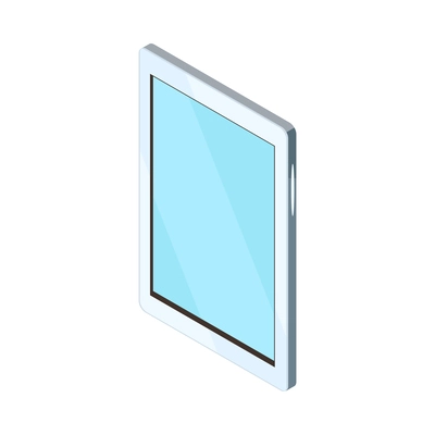 White tablet with blank blue screen isometric icon vector illustration