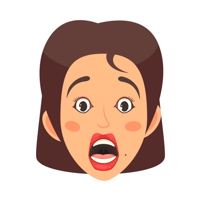 Cute woman face expressing fear cartoon icon vector illustration