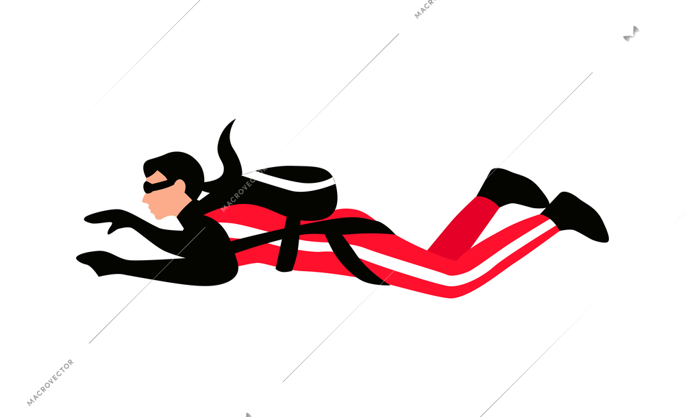 Male skydiver during jump flat icon vector illustration