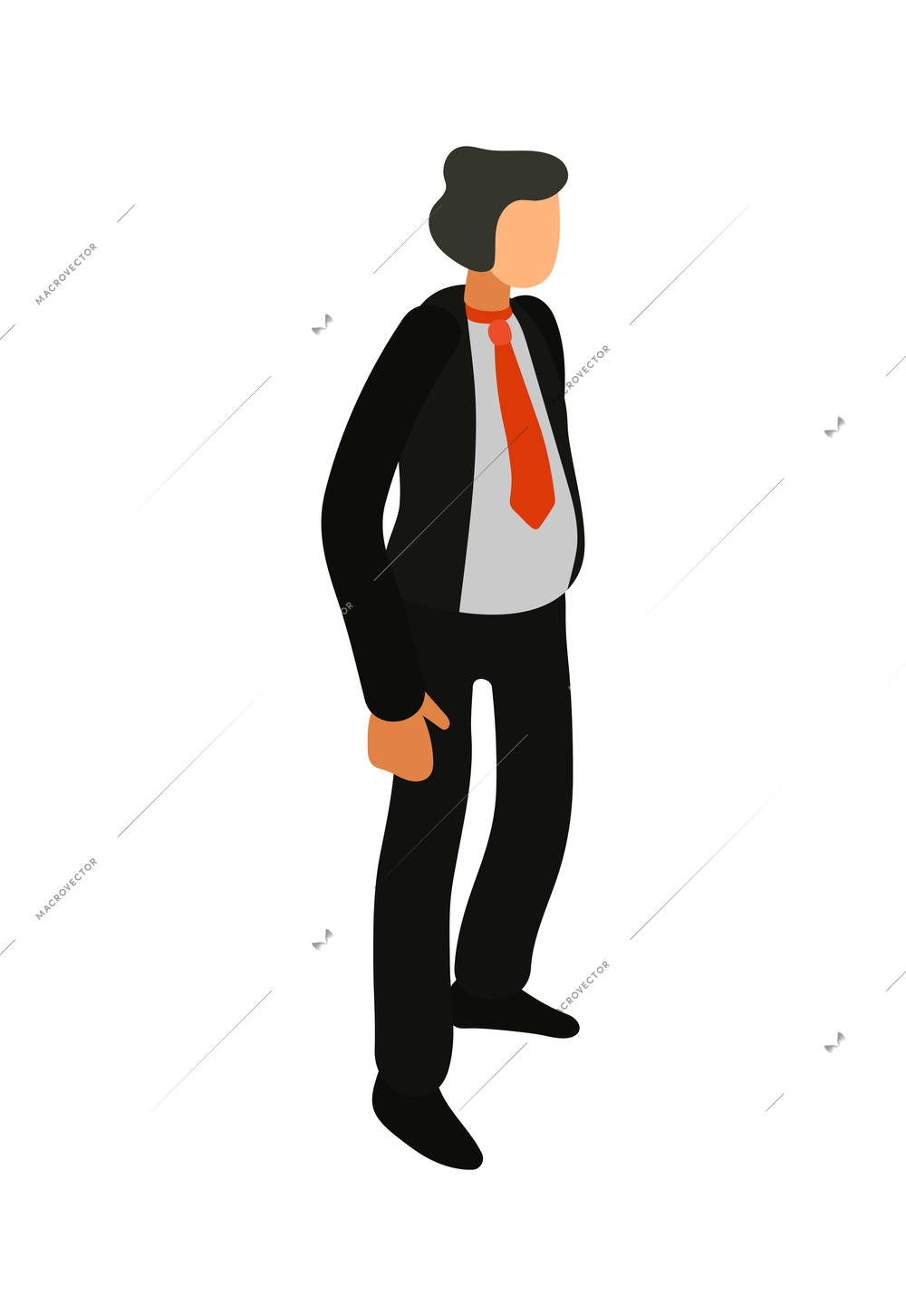 Isometric male office worker wearing red tie vector illustration