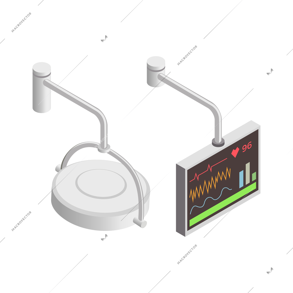 Surgery medical equipment isometric icon vector illustration