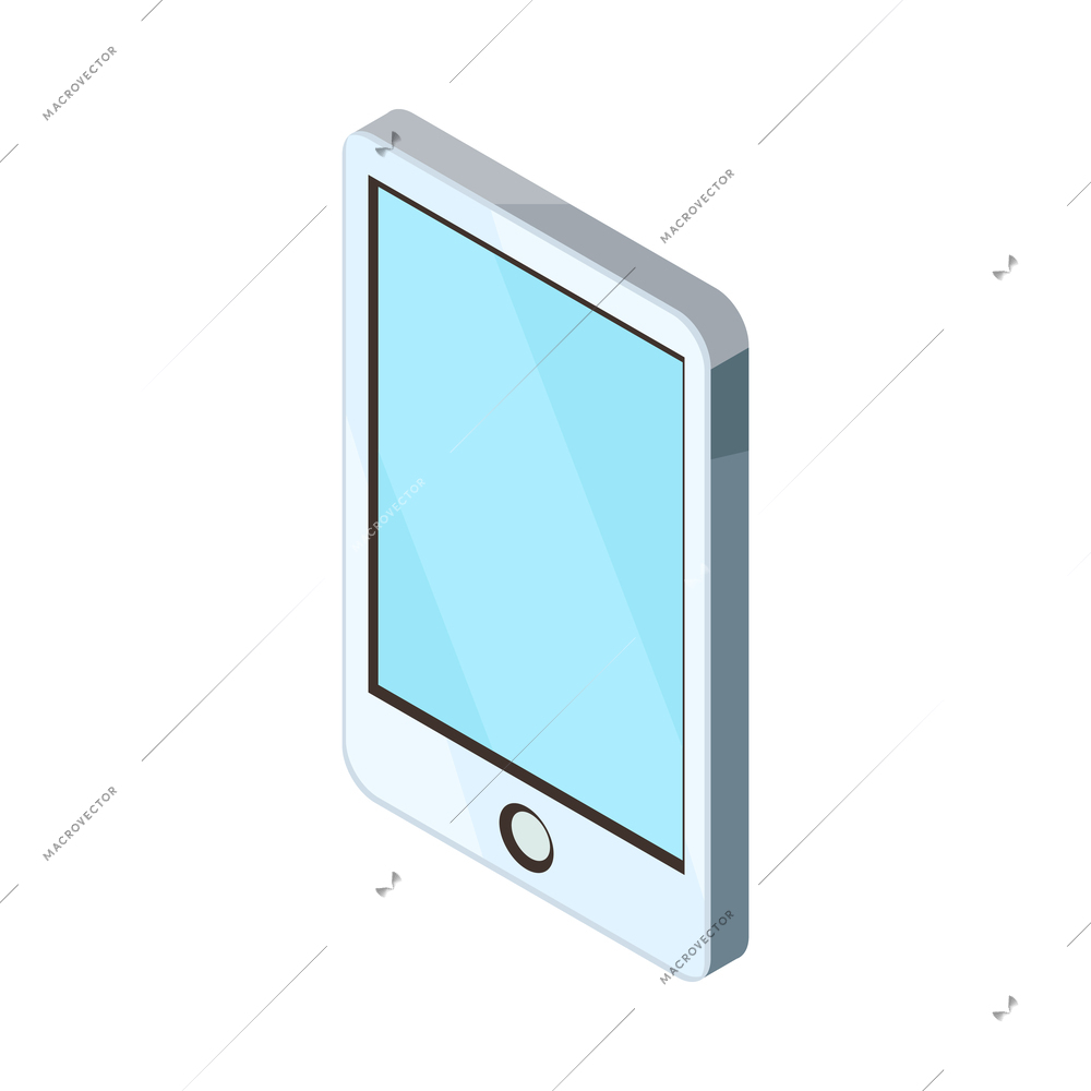 Smartphone tablet with blank blue screen isometric icon vector illustration