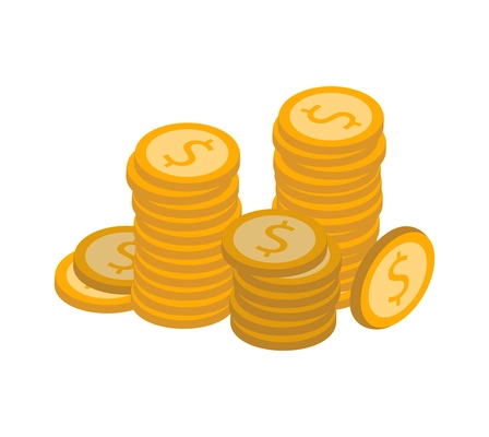 Stacks of golden coins isometric icon 3d vector illustration