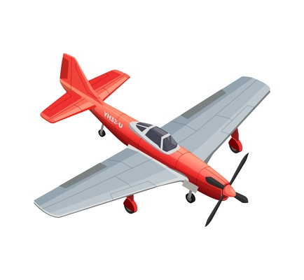 Red light sport airplane isometric icon vector illustration