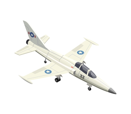 Isometric white military plane icon 3d vector illustration