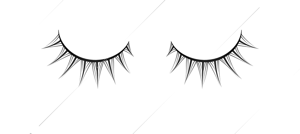 False eyelashes pair isolated on white background realistic vector illustration