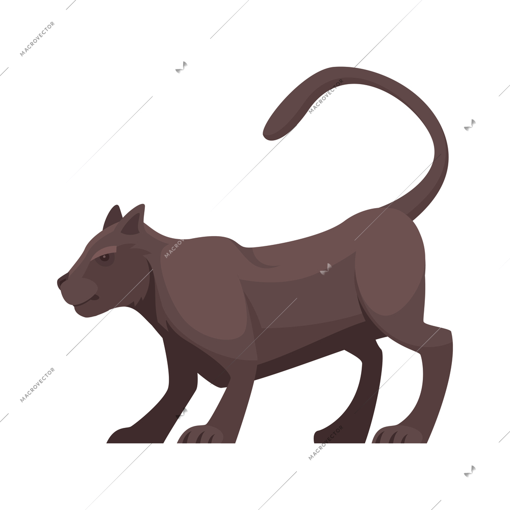 Cartoon black panther side view on white background vector illustration