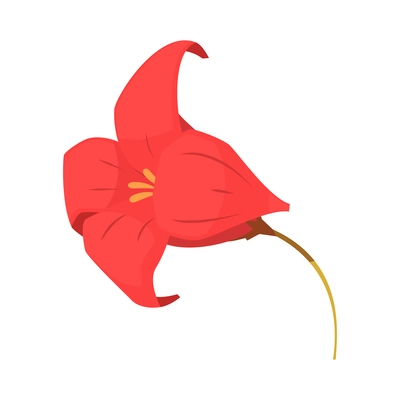 Red tropical hibiscus flower on white background cartoon vector illustration