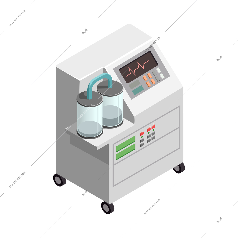 Medical ventilator machine isometric icon vector illustration