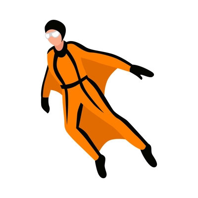 Wingsuit flying flat icon with sportsman during flight vector illustration