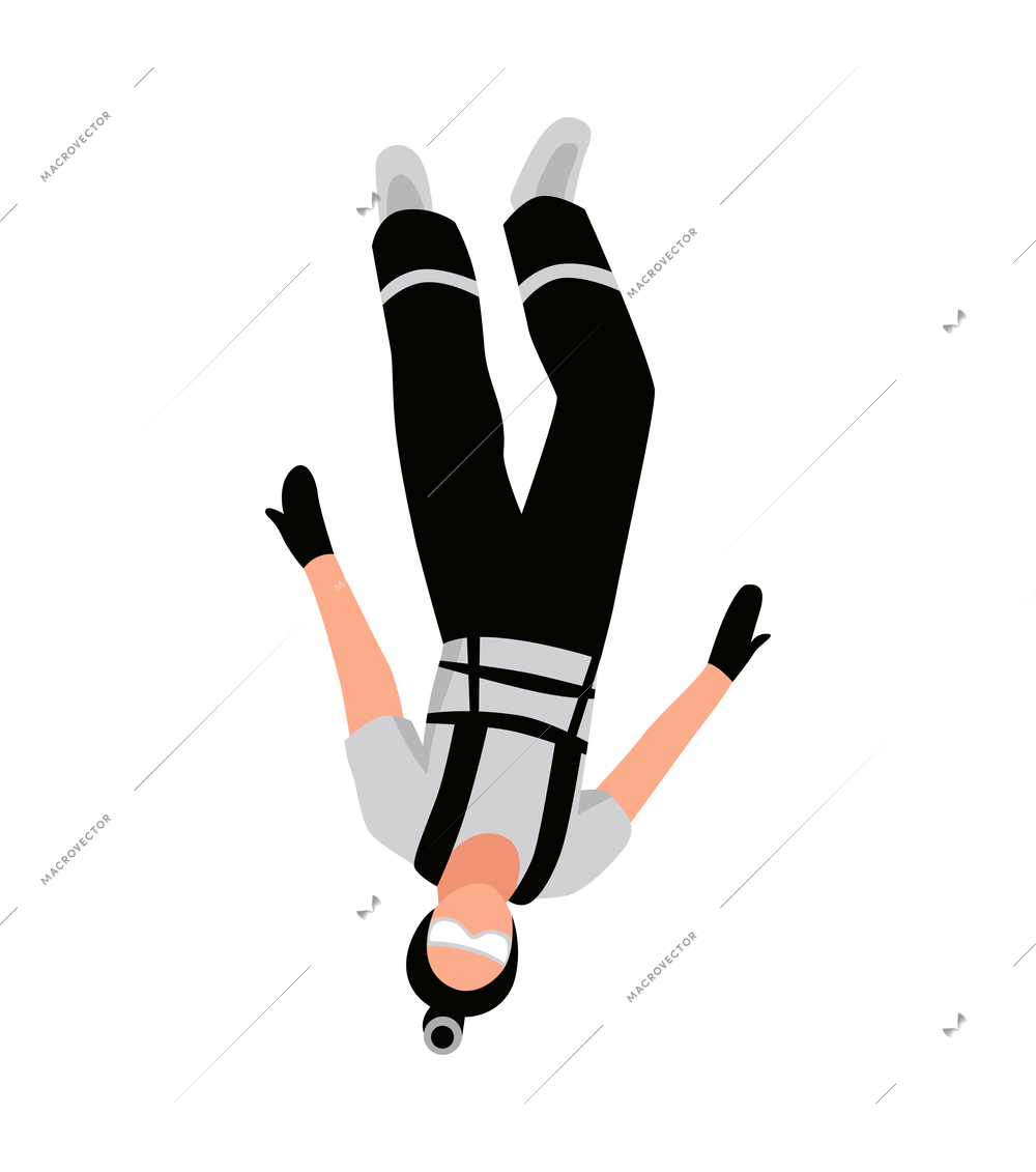 Skydiving flat icon with male character during free fall vector illustration