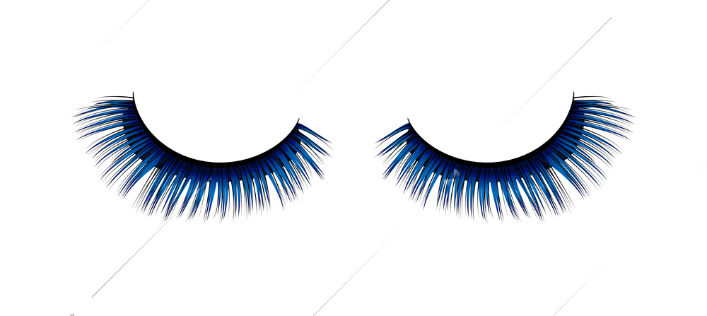 Realistic blue false eyelashes on white background isolated vector illustration