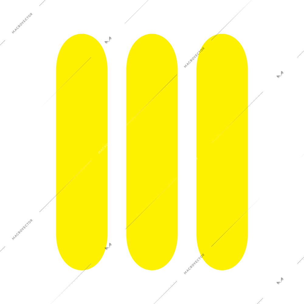Memphis design abstract decorative element with three yellow lines flat vector illustration