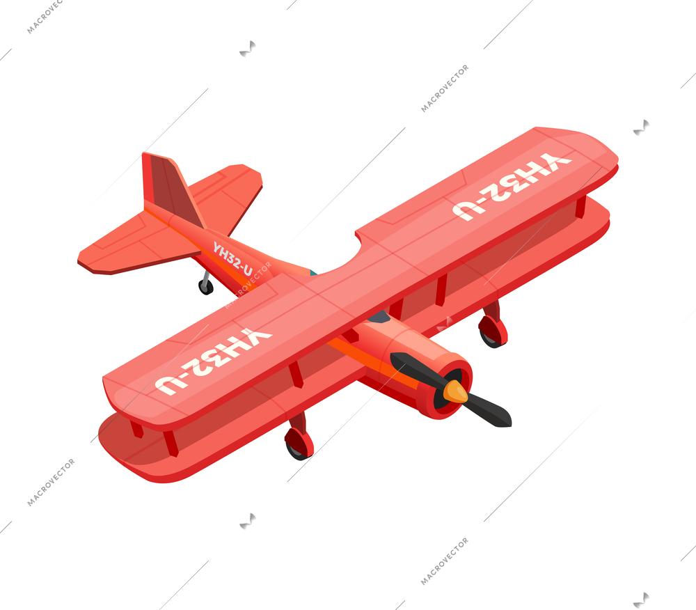 Agricultural aircraft isometric icon 3d vector illustration