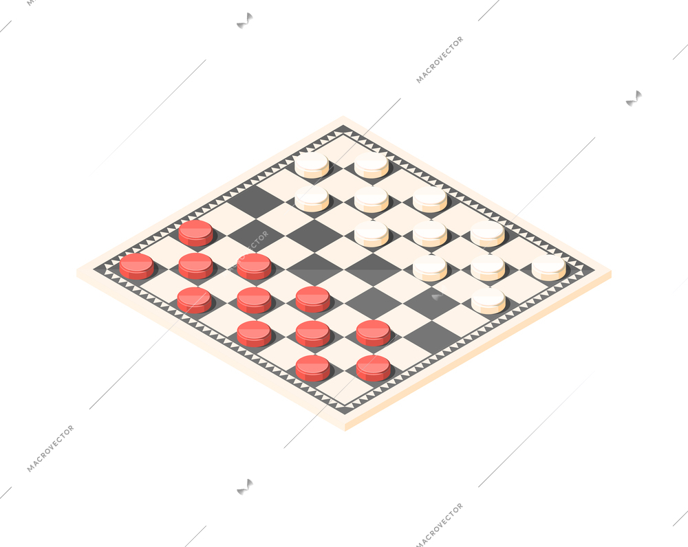 Checkers board isometric icon 3d vector illustration