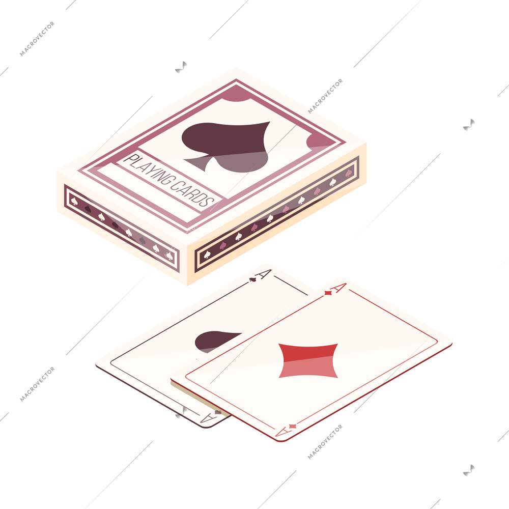 Pack of cards isometric icon on white background isolated vector illustration