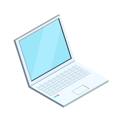 Laptop with blank blue screen isometric icon vector illustration