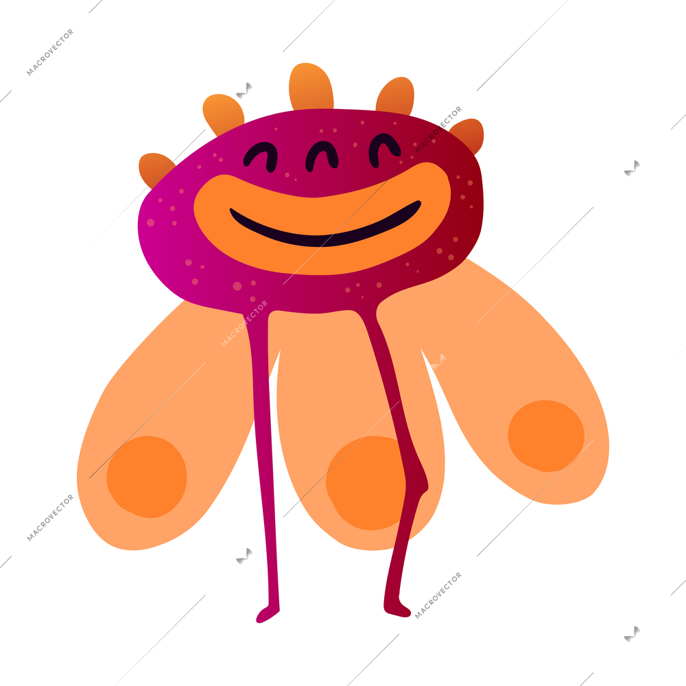 Cute funny smiling colorful monster with wings flat vector illustration