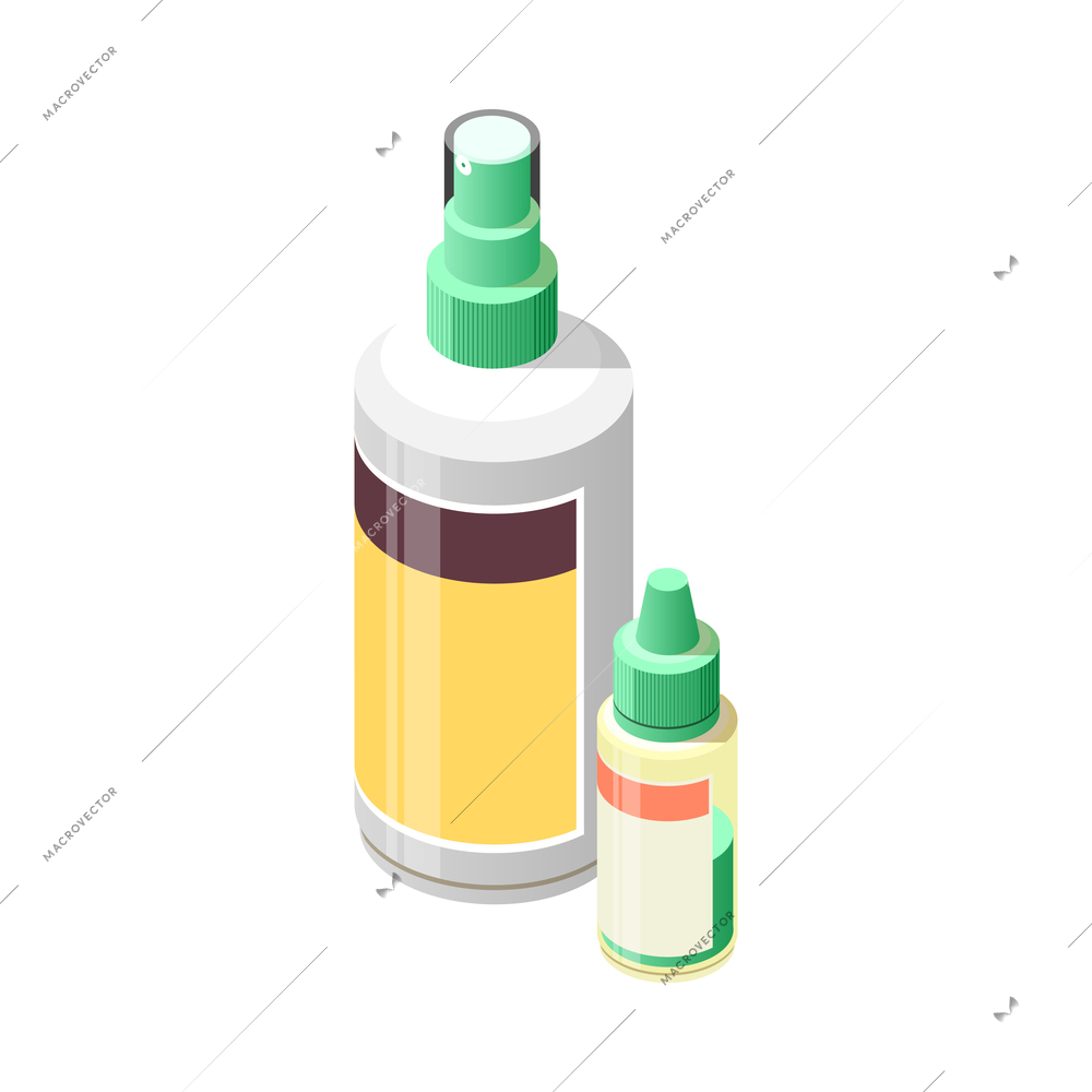 Spray and drops bottles isometric icon 3d vector illustration