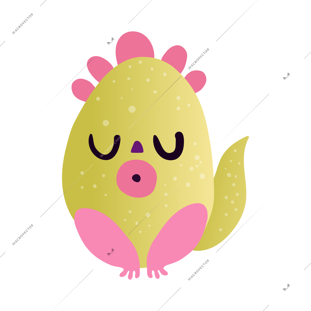 Flat colorful sleeping monster on white background vector illustration