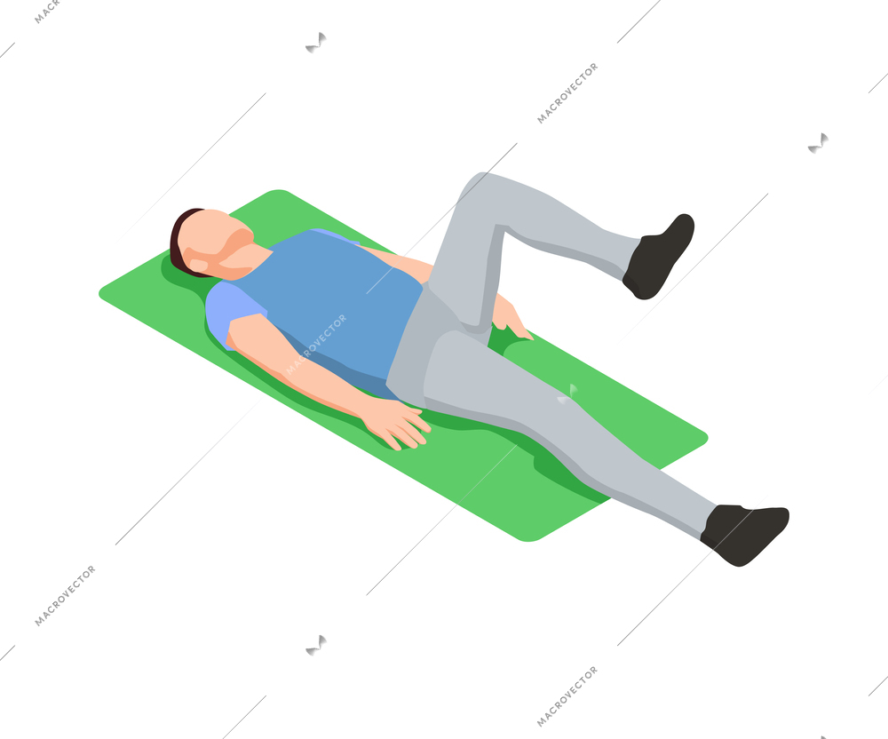 Man doing physiotherapy exercises isometric icon vector illustration