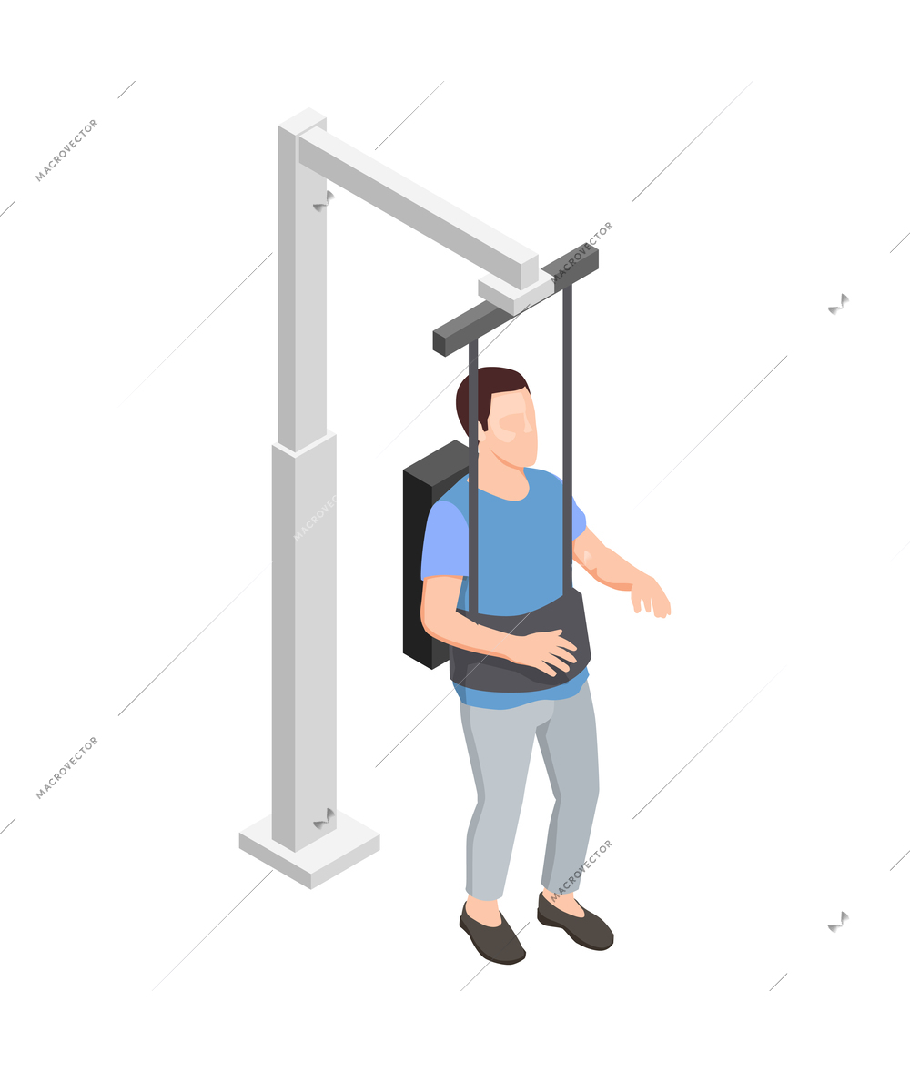 Man during physiotherapy exercises isometric icon 3d vector illustration