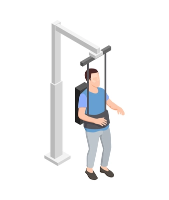 Man during physiotherapy exercises isometric icon 3d vector illustration