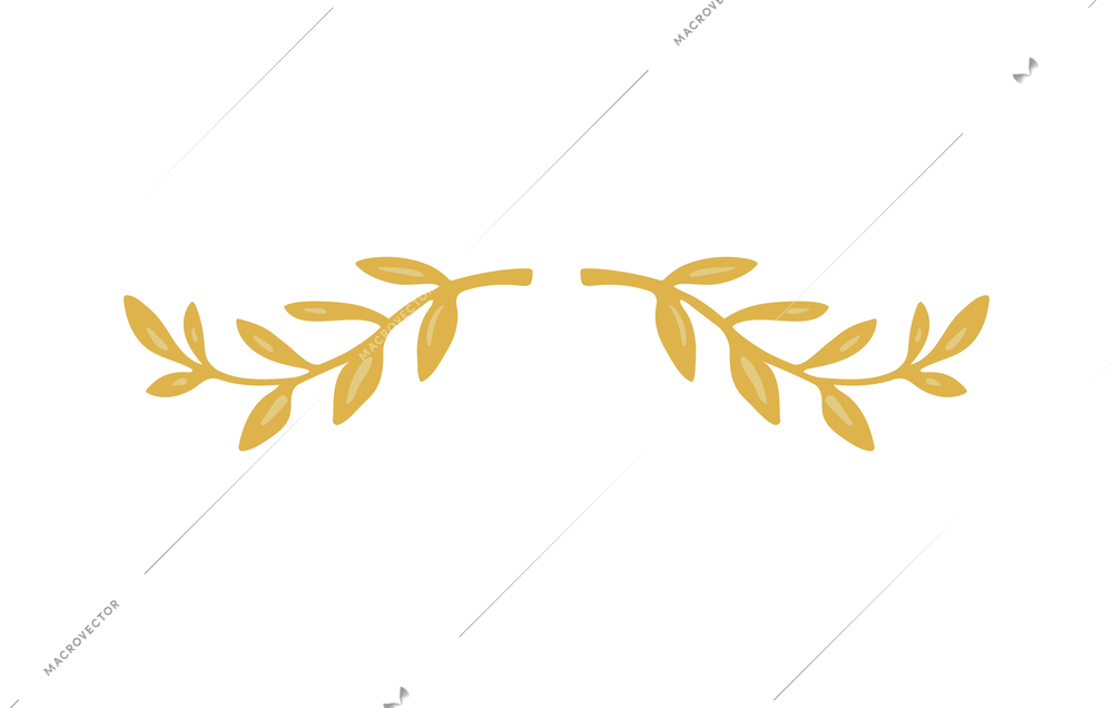 Golden twigs boho style decorative elements flat vector illustration