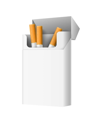 Realistic opened blank pack with three cigarettes vector illustration