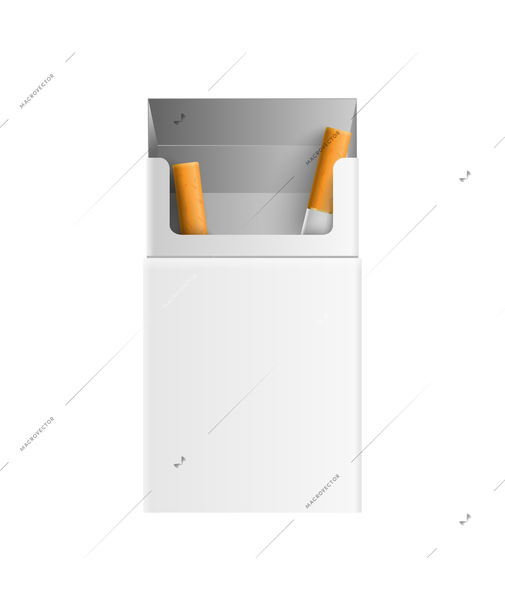 Opened blank cigarettes pack front view realistic vector illustration