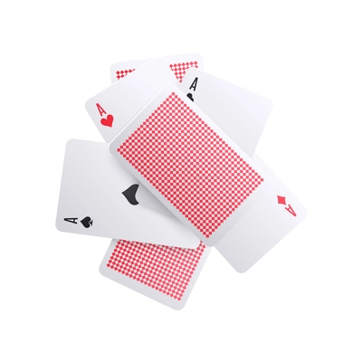 Realistic playing cards backs and aces vector illustration