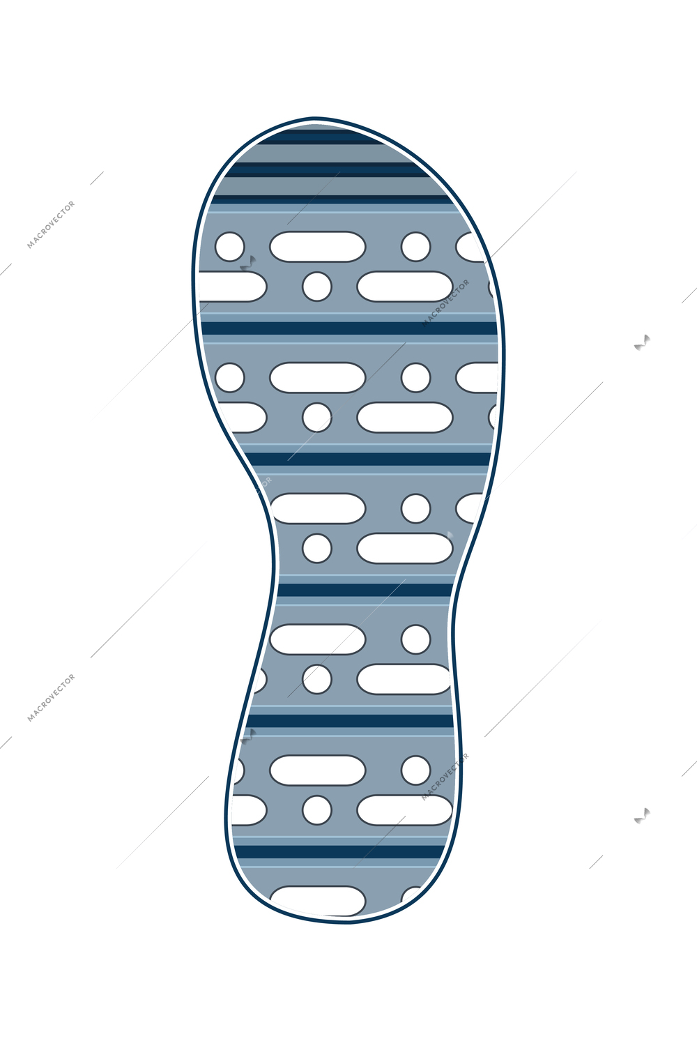 Blue sport shoe sole footprint flat vector illustration