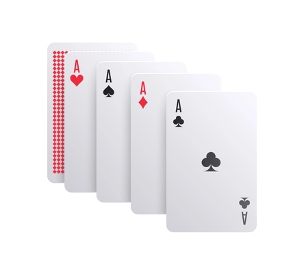 Realistic playing cards four aces vector illustration