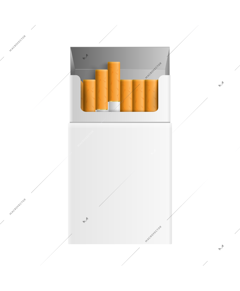 Blank cigarettes pack front view realistic vector illustration