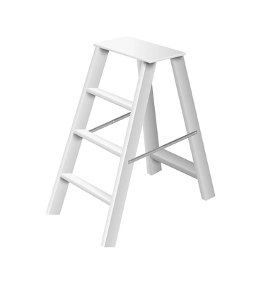 White stepladder realistic 3d vector illustration