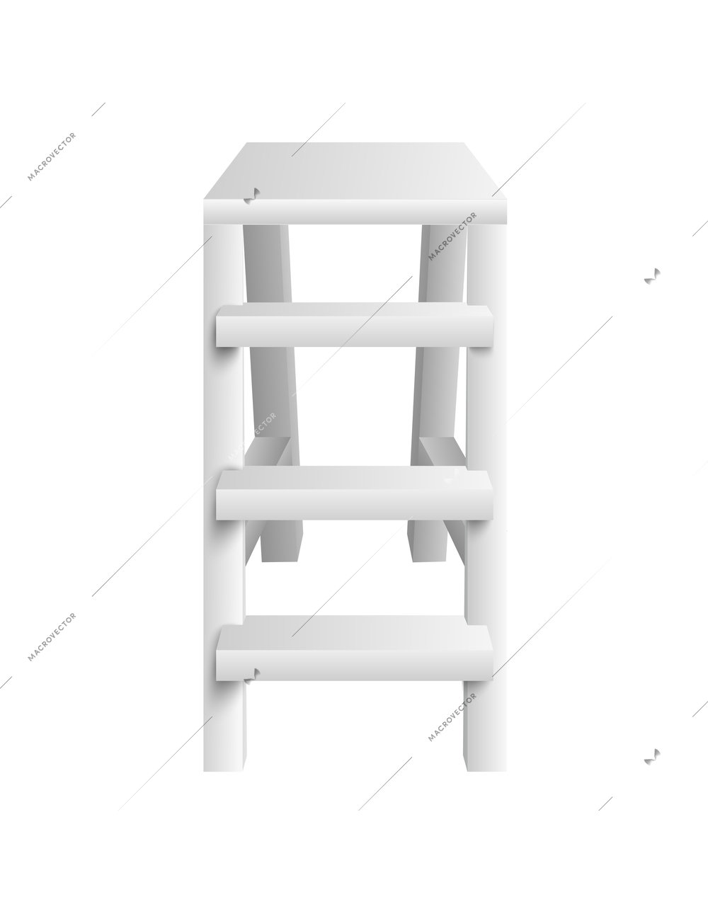 White stepladder front view realistic vector illustration