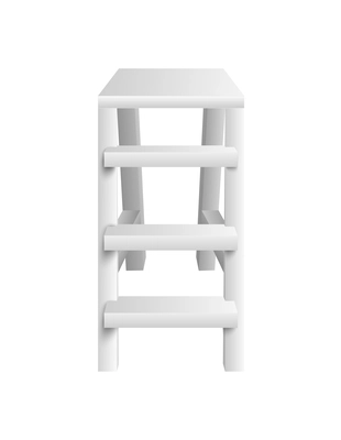 White stepladder front view realistic vector illustration
