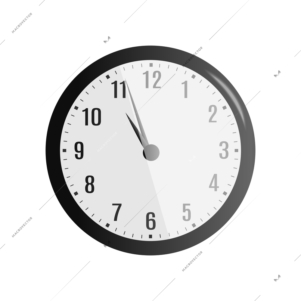 Realistic classic wall clock on white background vector illustration